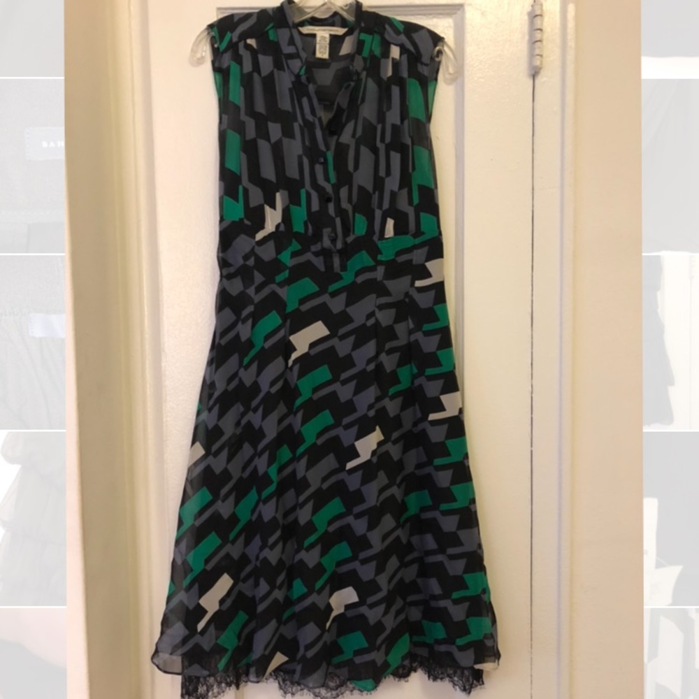 Diane von Furstenberg DVF silk & lace dress